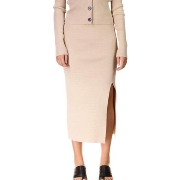 SANCTUARY Women's Sugar & Spice Ribbed Midi skirt size S oat milk - Picture 2 of 9